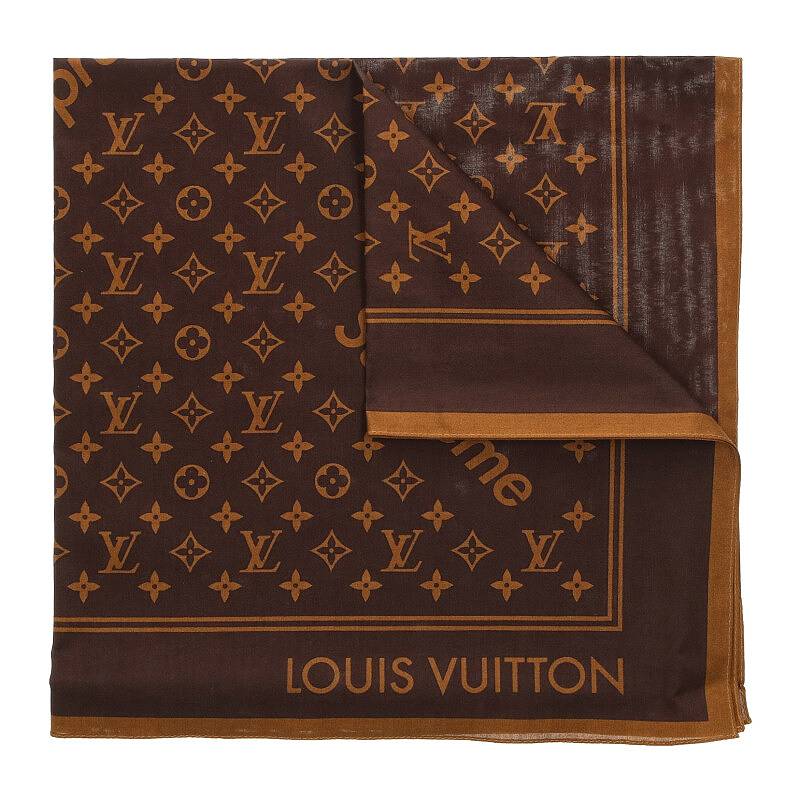 シュプリーム ルイヴィトン SUPREME LOUISVUITTON　 17AW LV Monogram Bandana モノグラムバンダナ(ブラウン)【605042】【SB01】【小物】【中古】bb62#rinkan*A