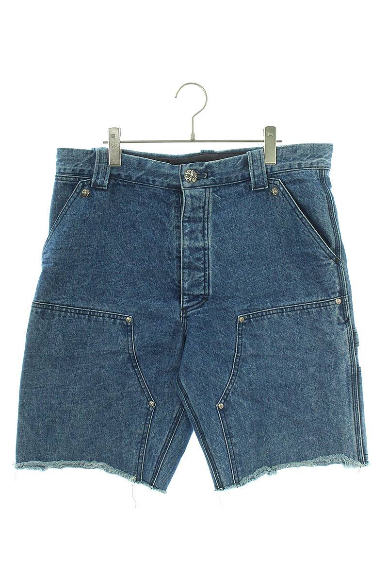 クロムハーツ Chrome Hearts　サイズ:34インチ DENIM CARPENTER SHORTS デニムカーペンターハーフパンツ(インディゴ×シルバー)【805042】【OM10】【メンズ】【中古】bb205#rinkan*B