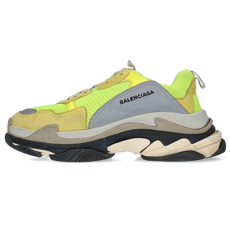 バレンシアガ BALENCIAGA　サイズ:43 TRIPLE S TRAINERS トリプルエスレースアップスニーカー(イエロー×グレー)【805042】【OM10】【メンズ】【小物】【中古】bb205#rinkan*C