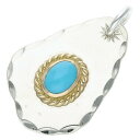 ゴローズ goro's 金縄ターコイズ付き印台メタル ネックレストップ(シルバー×ゴールド×ブルー 9.75g)【415042】【OS06】【小物】【中古】bb153#rinkan*B(4)
