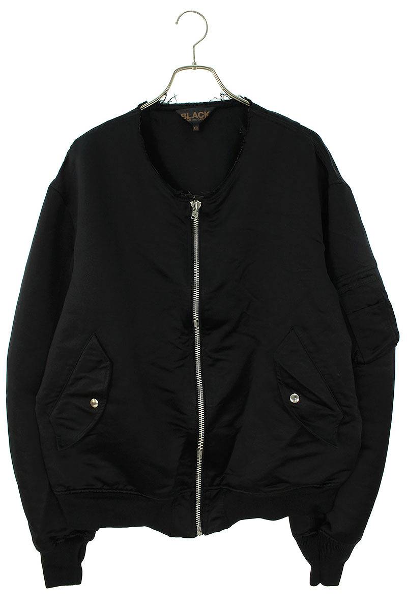 ブラックコムデギャルソン BLACK COMME des GARCONS　サイズ:XXL 24SS 1M-J002 AD2023MA-1ナイロンジップアップボンバーブルゾン(ブラック)【515042】【BS99】【メンズ】【中古】bb297#rinkan*S