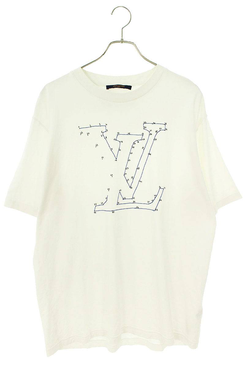 ルイヴィトン LOUISVUITTON　サイズ:XXL 20AW RM202M NPG HJY03W LVステッチプリントアンドエンブロイダリーTシャツ(ホワイト)【615042】【OM10】【メンズ】【中古】bb205#rinkan*B