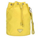プラダ PRADA サイズ:42 1NE369 ナイロン ポーチハンドバッグ(イエロー)【615042】【SB01】【小物】【中古】bb412#rinkan*B