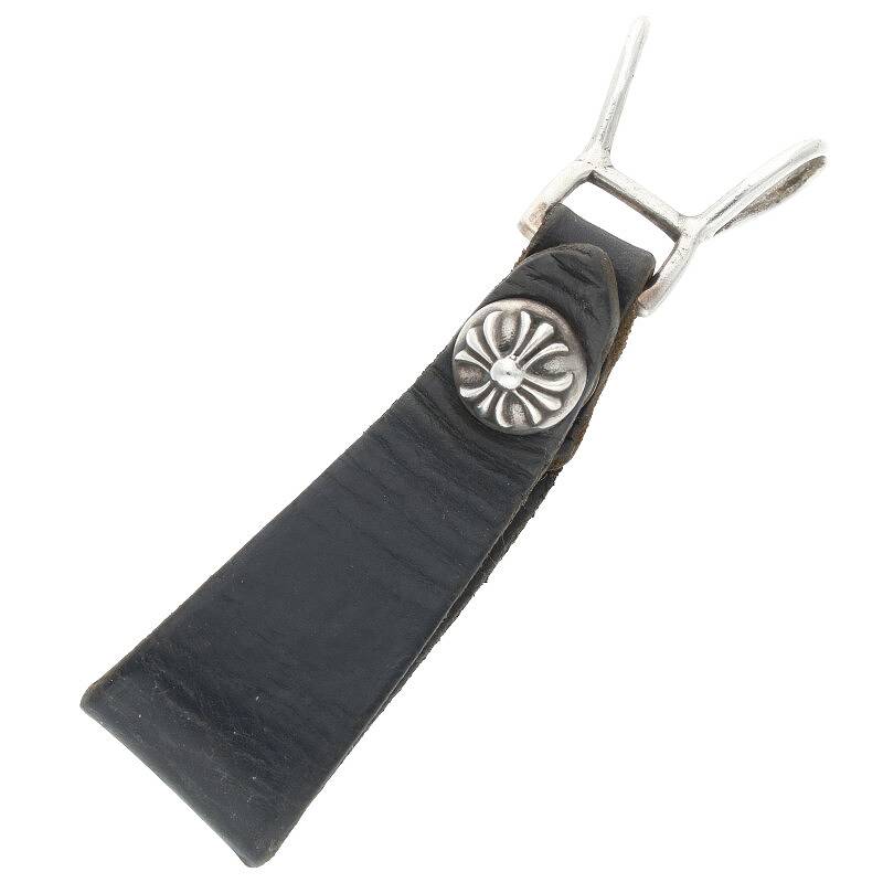 クロムハーツ Chrome Hearts　 BELT LOOP ベルトループ クロスボールボタンレザーベルトループ(ブラッ..