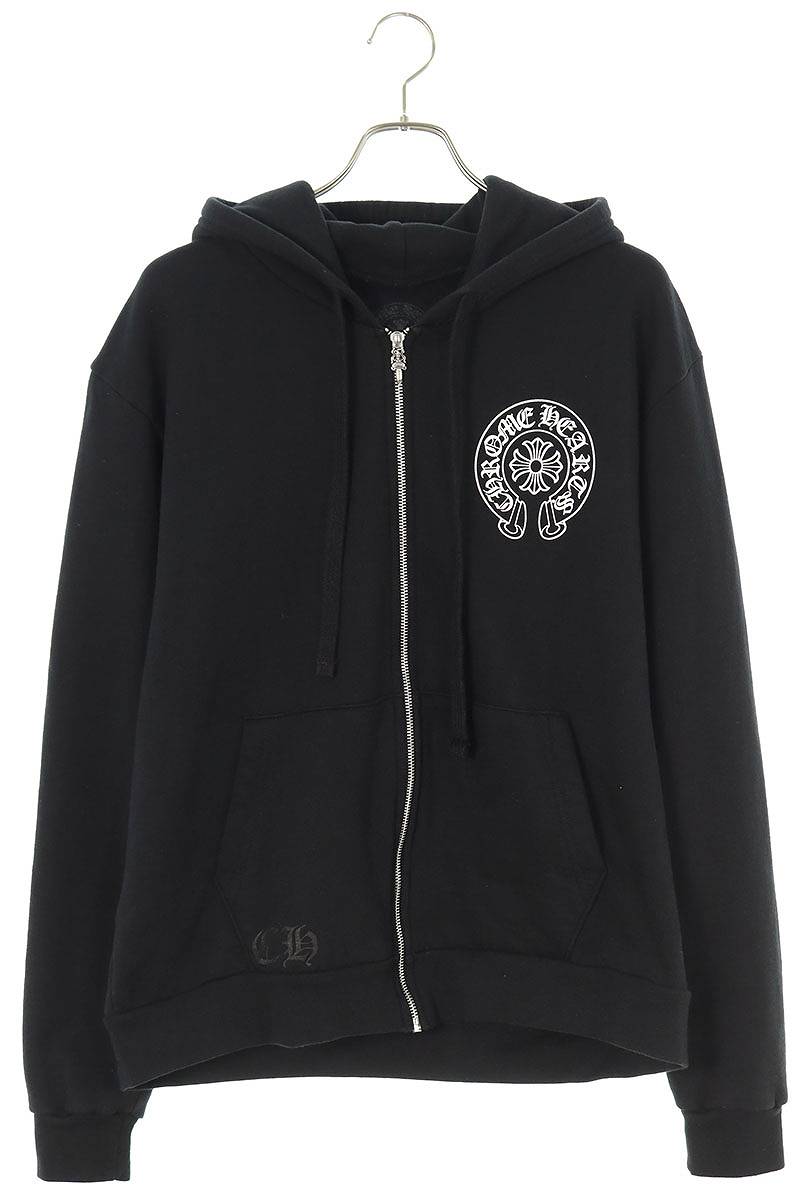 クロムハーツ Chrome Hearts　サイズ:S SWTSHRT HD ZIP LTD 東京限定バックホースシュージップアップパーカー(ブラック×シルバー)bb17#rinkan*B