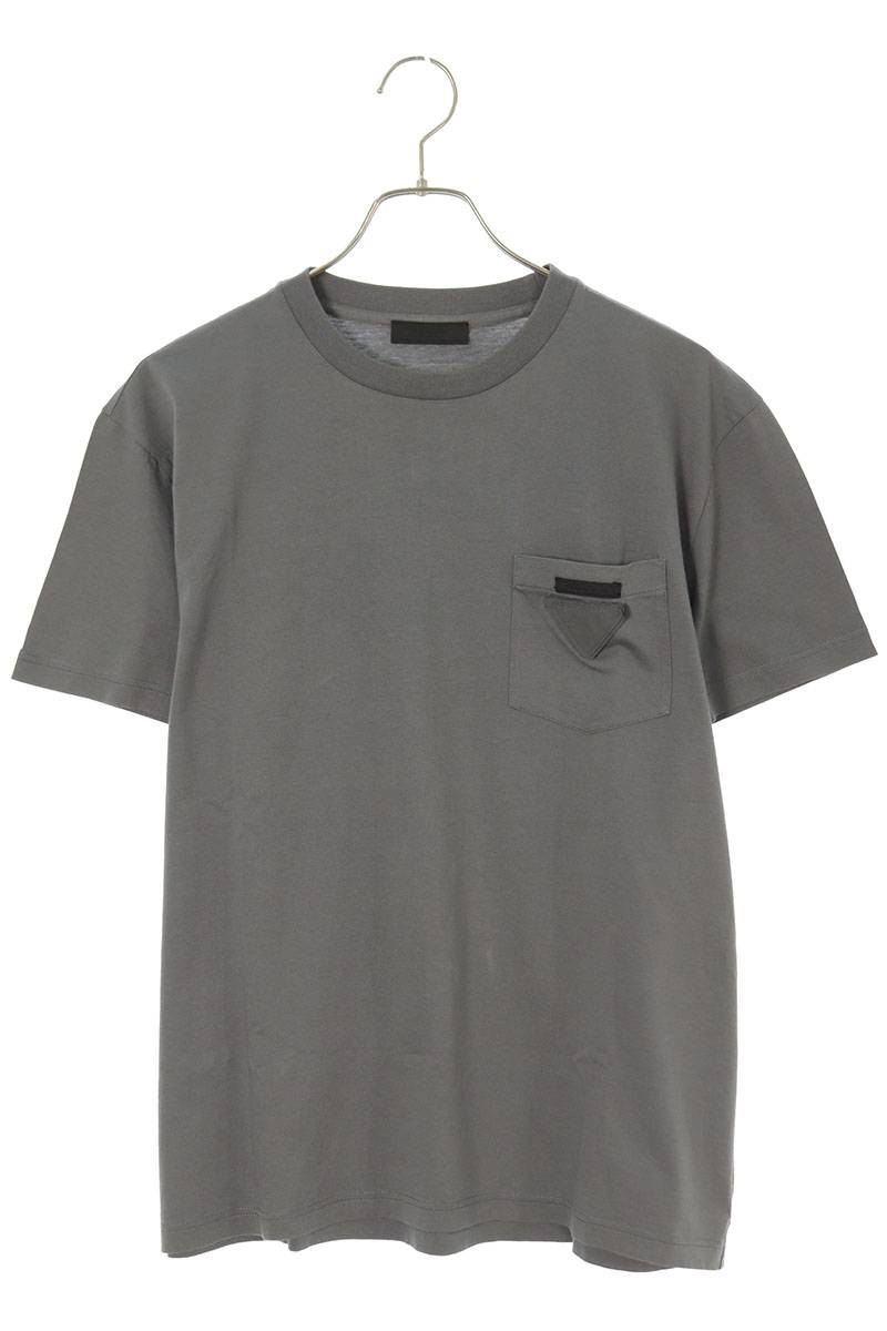 プラダ PRADA　サイズ:XXL UJN677 トライアングルロゴポケットTシャツ(グレー)【206042】【FK04】【メンズ】【中古】bb223#rinkan*B