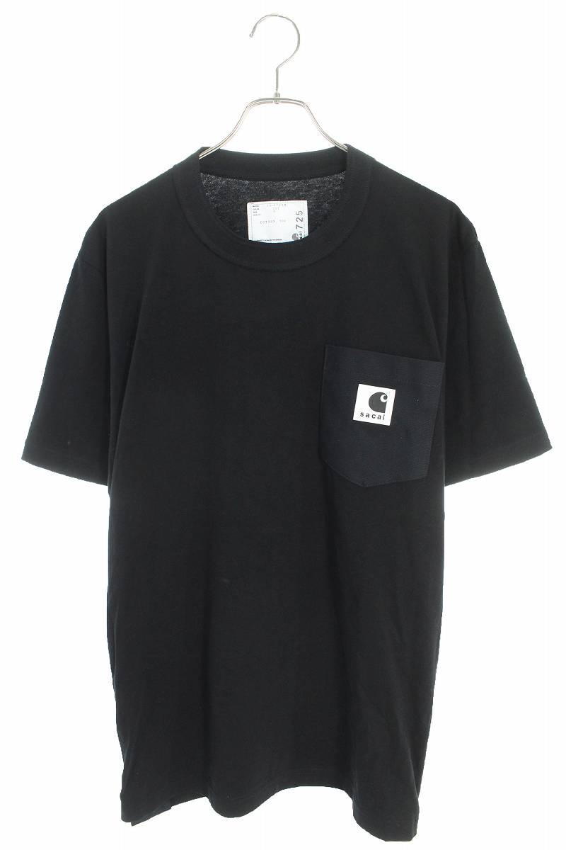 サカイ Sacai　×カーハート Carhartt サイズ:5 24-0725S サイドジップポケットTシャツ(ブラック)bb377#rinkan*B