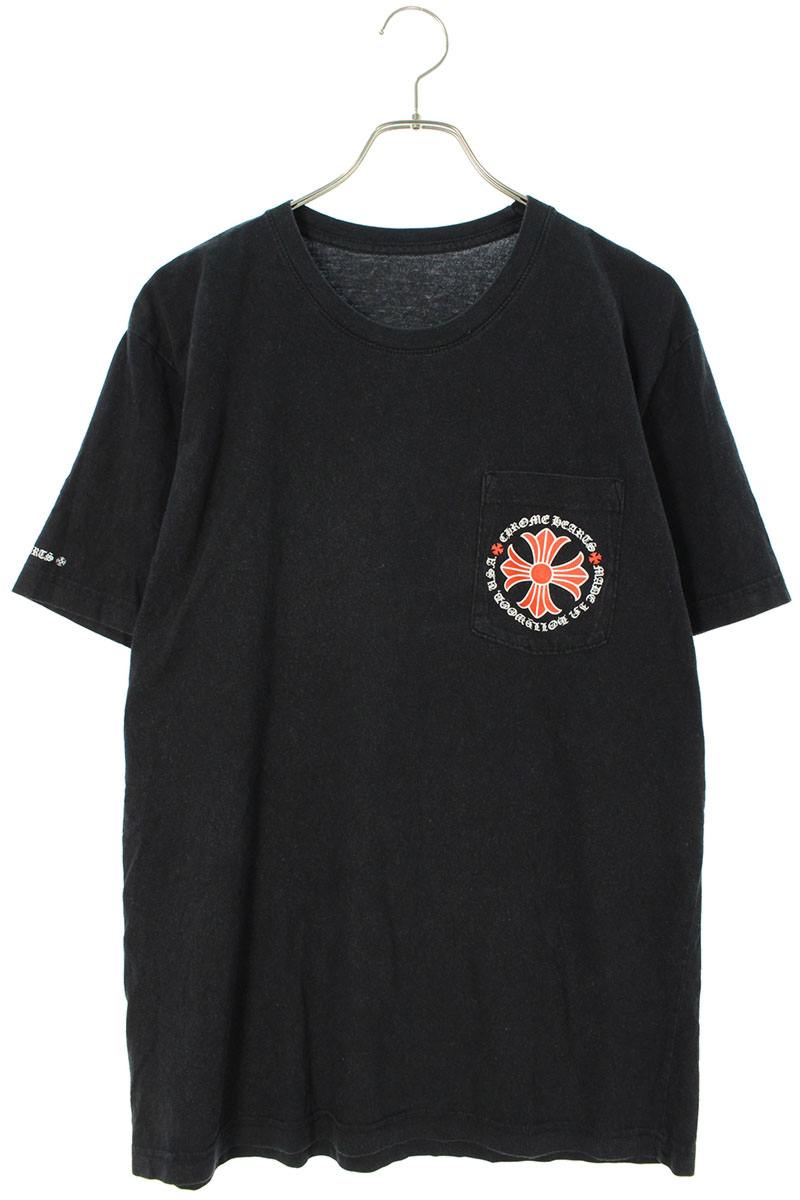 クロムハーツ Chrome Hearts サイズ:L CH T-SHRT 1 バックCHプラスプリントTシャツ(ブラック×レッド)【326042】【SJ02】【メンズ】【中古】bb415#rinkan*B