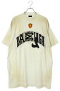 バレンシアガ BALENCIAGA サイズ:3 23SS 739028 TOVN2 クラッシュダスト加工ワッペンTシャツ(ホワイト調)【423052】【OM10...