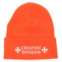 クロムハーツ Chrome Hearts WOOL WATCH CAP ウールワッチキャップ ロゴ刺繍ビーニーニットキャップ帽子(オレンジ)【807042】【...