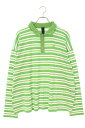 クロムハーツ Chrome Hearts サイズ:M Y Not Stripe Polo ストライプポロシャツ長袖カットソー(グリーン)【217042】【SJ0...