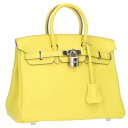 エルメス HERMES サイズ:25 バーキン25 Y刻印 SV金具ヴォ—スイフトハンドバッグ(イエロー×シルバー)【027042】【SB01】【小...