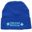 クロムハーツ Chrome Hearts WOOL WATCH CAP ウールワッチキャップ ロゴ刺繍ビーニーニットキャップ帽子(ブルー)【427042】【SJ02】【小物】【中古】bb82#rinkan*S