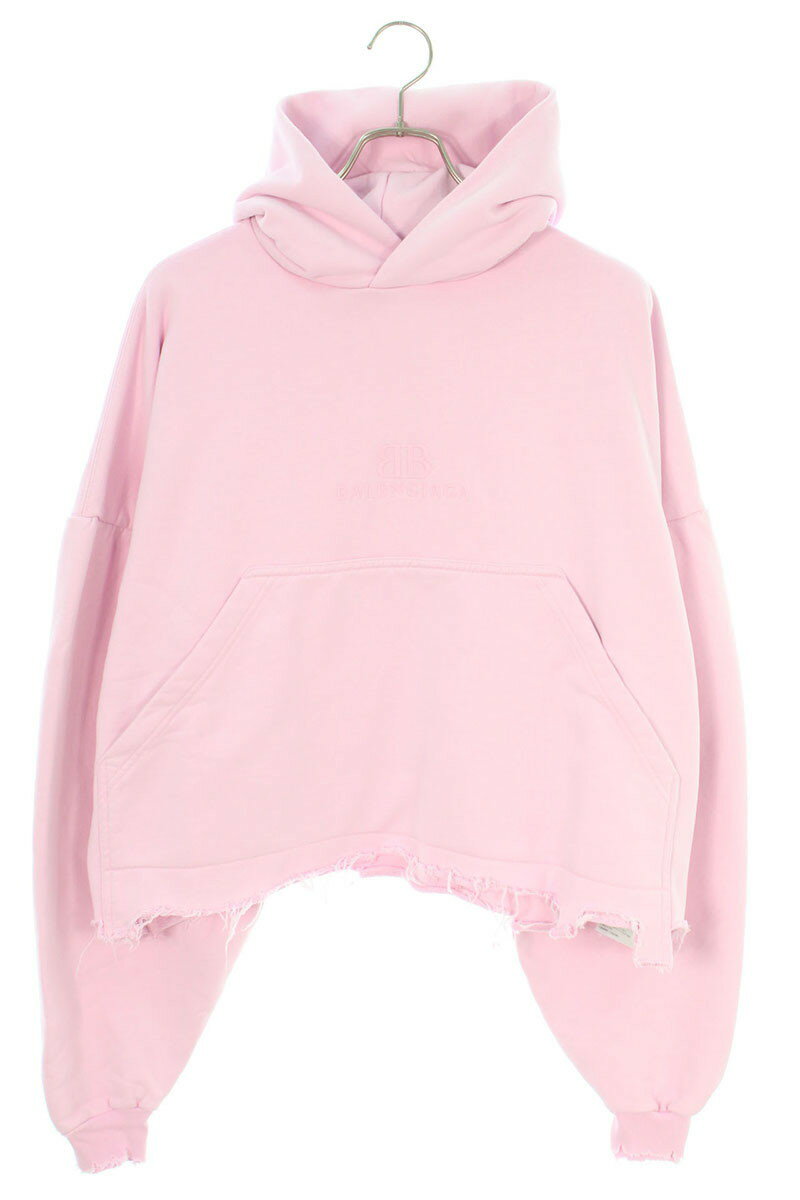 バレンシアガ BALENCIAGA サイズ:1 24AW 783397 TQVS9 クラシックBBロゴクロップドパーカー(ピンク)【402142】【SB01】【...