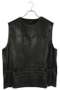 プラダ PRADA サイズ:50 23SS UPC194 S231 12NF ベルテッドプルオーバーレザーベスト(ブラック)【408042】【BS55】【メンズ】【中古】bb380#rinkan*S