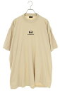 バレンシアガ BALENCIAGA サイズ:3 767848 TPVG9 ユニティロゴ刺繍Tシャツ(ベージュ)【713052】【OM10】【メンズ】【レディース...