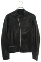 クロムハーツ Chrome Hearts サイズ:S シングルジップアップレザージャケット(ブラック×シルバー)【209052】【SS07】【メンズ】【中古】bb212#rinkan*C