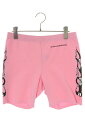 クロムハーツ Chrome Hearts サイズ:L PPO HALF SHORT MATTYBOYファイヤープリントショーツ(ピンク)【018042】【SS1...