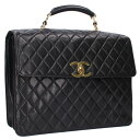 シャネル CHANEL マトラッセG金具ブリーフバッグ(ブラック×ゴールド)【928042】【GZ11】【小物】【中古】bb382#rinkan*B