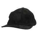 クロムハーツ Chrome Hearts SLOUCHY 5 PANEL CAP ダガー刺繍クロスボール付きスエードレザーキャップ(ブラック×シルバー)【60...