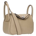 エルメス HERMES リンディ ミニ W刻印 SV金具トリヨンクレマンスレザーショルダーバッグ(ベージュ×シルバー)【709042】【GZ11】【小物】【中...