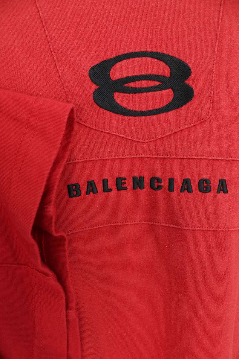 バレンシアガ BALENCIAGA　サイズ:3 792354 TPVG9 ロゴバイカーTシャツ(レッド)【719042】【SB01】【メンズ】【中古】bb33#rinkan*B