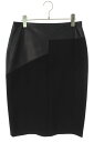 ヒューゴボス HUGO BOSS サイズ:42 フェイクレザー切り替えスカート(ブラック)【100142】【BS99】【レディース】【中古】bb187#rinkan*B