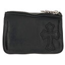 クロムハーツ Chrome Hearts ZPR CHNG PURSE チェンジパース クロスパッチダガージップコインケース(ブラック×シルバー)【919042】【GZ11】【小物】【中古】bb376#rinkan*B(4)