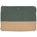 セリーヌ CELINE バイカラーレザーポーチクラッチバッグ(グリーン×ベージュ)【111142】【BS99】【小物】【中古】bb51#rinkan*C