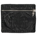 クロムハーツ Chrome Hearts LACE SIDE POUCH クロスパッチ付きレザーミニポーチ(ブラック×シルバー)【429042】【SS07】【...