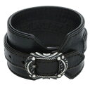 クロムハーツ Chrome Hearts サイズ:1 RR TINY BUCKLE ロックンロール オールドレザーブレスレット(ブラック×シルバー 総重量35....