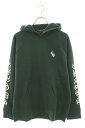 クロムハーツ Chrome Hearts サイズ:L SLO RIDE クロスパッチ付きCH刺繍プルオーバーパーカー(グリーン×シルバー)【300142】【GZ...