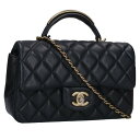 シャネル CHANEL トップハンドルミニフラップチェーンショルダーバッグ(ブラック×ゴールド)【500142】【GZ11】【小物】【中古】bb356#rin...