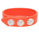 クロムハーツ Chrome Hearts 3BTN 2SNP クロスボール3ボタン2スナップ レザーブレスレット(オレンジ×シルバー 総重量27.16g)【5...