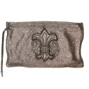 クロムハーツ Chrome Hearts MEDIUM FLAT BAG BS FLUER BSフレアレザークラッチバッグ(ブラウン×シルバー)【410142...