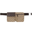 グッチ GUCCI 28566 200047 GGキャンバスレザーウエストバッグ(ベージュ×ブラウン)【304052】【BS99】【小物】【中古】bb30#r...