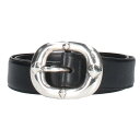 クロムハーツ Chrome Hearts サイズ:34 BLT WAXD PNK 1.5 ワックスドパンク レザーベルト(ブラック×シルバー)【610142】【...