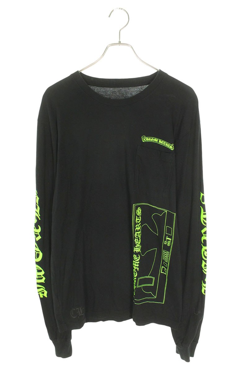 クロムハーツ Chrome Hearts サイズ:L 青山限定ロゴプリント長袖カットソー(ブラック×グリーン)【810142】【SS13】【メンズ】【中古】bb33#rinkan*C