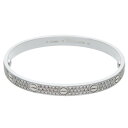 カルティエ Cartier サイズ:17 新型 LOVE BRACELET ラブブレス K18WGアフターダイヤブレスレット(ホワイトゴールド×クリア 28.2...
