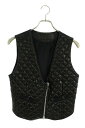 クロムハーツ Chrome Hearts サイズ:L ダガージップキルティングレザーベスト(ブラック×シルバー)【528052】【OS06】【レディース】【中古】bb17#rinkan*C