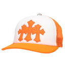 クロムハーツ Chrome Hearts サイズ:ONE SIZE TRUCKER CAP トラッカーキャップ CHパッチクロスボール付メッシュ帽子(オレンジ×...