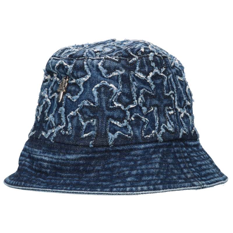 クロムハーツ Chrome Hearts サイズ:S U-CHUM-FBRC クロスパッチデニム帽子(インディゴ)【320142】【OK15】【小物】【中古】b...