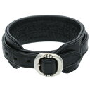 クロムハーツ Chrome Hearts サイズ:1 RR TINY BUCKLE ロックンロール レザーブレスレット(ブラック×シルバー 総重量32.83g)...