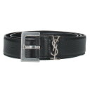 サンローランパリ SAINT LAURENT PARIS サイズ:85 634440 カサンドラロゴレザーベルト(ブラック×シルバー)【721142】【BS99...