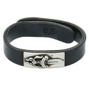 クロムハーツ Chrome Hearts サイズ:8.5 CUFF PLATE DAGGER カフプレートダガー レザーブレスレット(ブラック×シルバー 総重量...