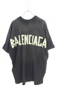 バレンシアガ BALENCIAGA サイズ:2 24SS 791615 TQVQ6 ダブルフロントロゴオーバーサイズTシャツ(ブラック)【804052】【SS1...