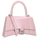 バレンシアガ BALENCIAGA 593546 アワーグラス スモール メタルロゴ2way型押しハンドバッグ(ピンク)【301142】【FK04】【小物】【...