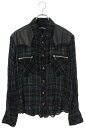 クロムハーツ Chrome Hearts サイズ:M WESTN ウエスタンダガージップフレアニー バックフレアニーウエスタンガーゼチェック長袖シャツ(ブラック...