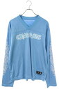 クロムハーツ Chrome Hearts サイズ:M MESH WARM UP JERSEY CHプリントメッシュ長袖カットソー(ブルー)【201142】【SJ...