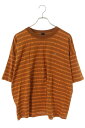 クロムハーツ Chrome Hearts サイズ:M Y Not Stripe Cross Tee ワイノットストライプクロスTシャツ(ブラウン)【201142...